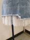 2024 summer new Korean version of pearl net yarn splicing denim skirt half -body skirt irregular short skirt shows thin A -line skirt
