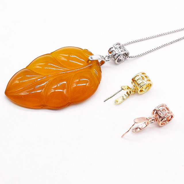 925 silver -plated seeds buckle long needle jade pendant buckle DIY jadeite jade buckle head plated 24K gold necklace pendant buckle buckle