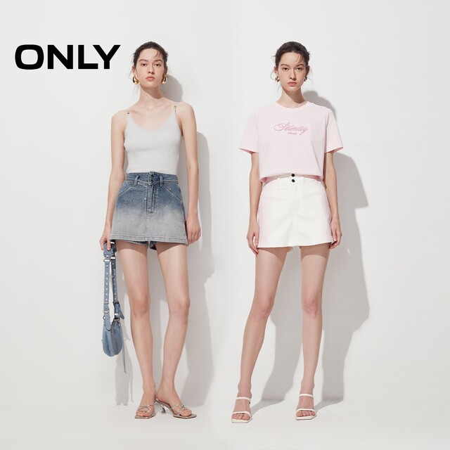 ONLY summer sweet style gradient A-line high waist skirt shorts jeans women 124243036
