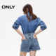 ONLY2025 summer new style irregular heavy industry hot diamond high waist slimming A-line skirt shorts jeans for women

