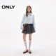 ONLY2025 summer new lace-up bow solid color straight shoulder straight slim lapel long sleeve short shirt for women