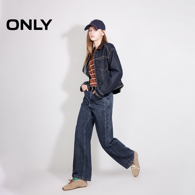 ONLY2025 summer new retro casual high-waist slim trousers straight trousers jeans women 125132007
