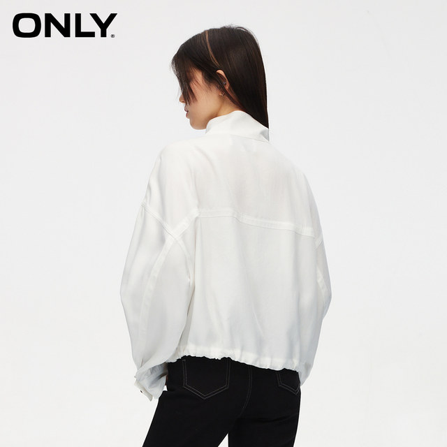 ONLY summer fashion simple drop rotator sleeve loose solid color stand collar jacket for women 124136047