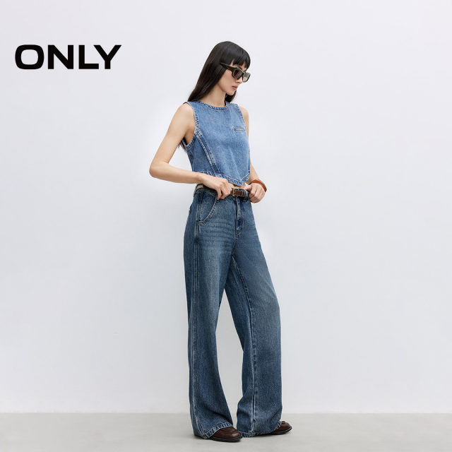 ONLY2025 Summer New Style Light and Light Lacele Retro Washed High Waist Loose Straight Trousers Jeans Women