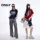 ONLY2025 summer new fashionable old printed raglan round neck loose fit pure cotton short-sleeved T-shirt for women