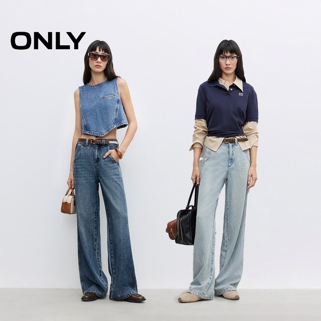 ONLY2025 Summer New Style Light and Light Lacele Retro Washed High Waist Loose Straight Trousers Jeans Women