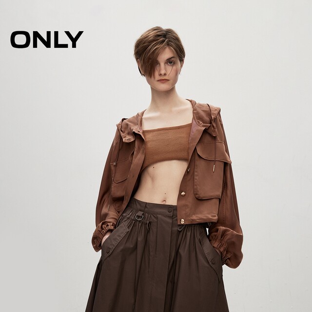 ONLY summer simple casual loose hooded bat sleeve short jacket for women 124236012