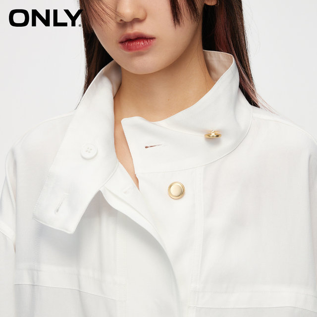 ONLY summer fashion simple drop rotator sleeve loose solid color stand collar jacket for women 124136047