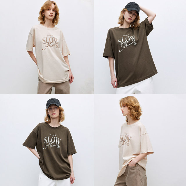 ONLY2025 summer new vibrant girly graffiti letter print loose shoulder round neck short-sleeved T-shirt for women
