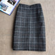 Wool skirt for women autumn and winter 2024 Korean version high waist retro winter woolen a-line skirt mid-skirt plaid knee-length skirt