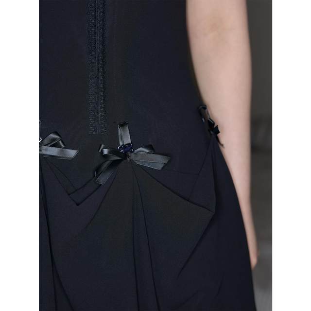 
Zhang's spring popular style large-size women's slightly fat mm slim dress Korean chic suspender small black skirt