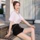 Black lower body missing base suit shorts for women with high waist slim A-line summer thin tight hot pants