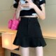 2025 summer large size fat mm ruffled skirt women's high waist anti-exposure fish tail short skirt A-line hip skirt trendy