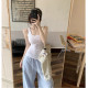 Pure pink suspender for women in summer niche wear sports I-shaped vest slim white beautiful back short top
