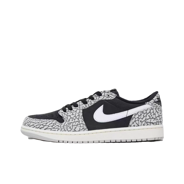 Air Jordan 1 Low AJ1 black gray crackle pattern elephant low-top ...