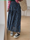 Retro blueberry floral skirt for women in summer mid-length pleated skirt loose and versatile draped chiffon skirt umbrella skirt
