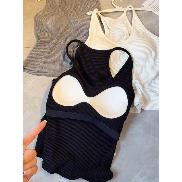 2025 autumn new European vertical striped cup suspender vest women's refreshing outfit temperament and beautiful back top