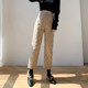 Khaki down pants for women wearing fashionable winter high waist loose slim and thickened nine-point casual wide-leg straight pants