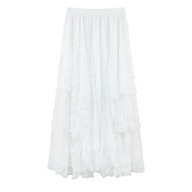 2025 autumn and winter new Korean style fashion heavy industry elastic waist lace ear skirt women's sweet super fairy skirt
