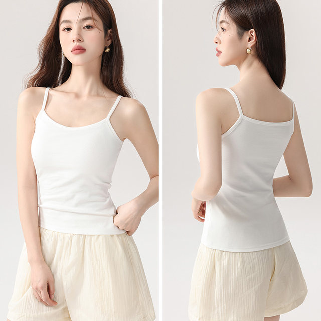 Cotton camisole women's spring and summer thin inner wear with breast pads to cover the side breasts and outer wear slimming bottoming sleeveless top