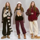 Fairy pocket white plus velvet sports casual pants female 2024 winter new loose and skinny pants