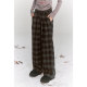 Fairy's Pocket Retro Plaid Straight Velvet Pants Women's 2024 Winter New Loose Drawstring Wide Leg Pants