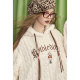 Fairy's Pocket off-white embroidered imitation plush hooded sweatshirt for women 2024 winter new style lazy style casual top