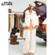 Fairy's Pocket Loose White Wide Leg Pants Women's 2024 Winter New Style Drape Loose Velvet Casual Pants