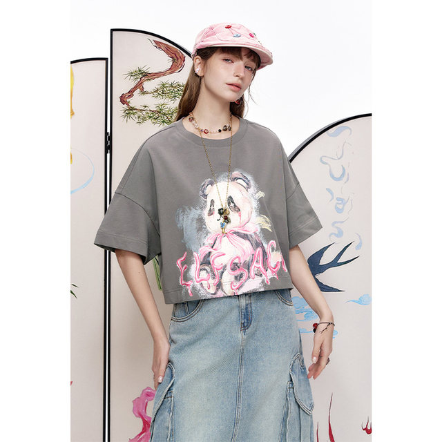 Fairy Pokémon Panda Print Short Sleeve T-shirt for Women 2025 Spring