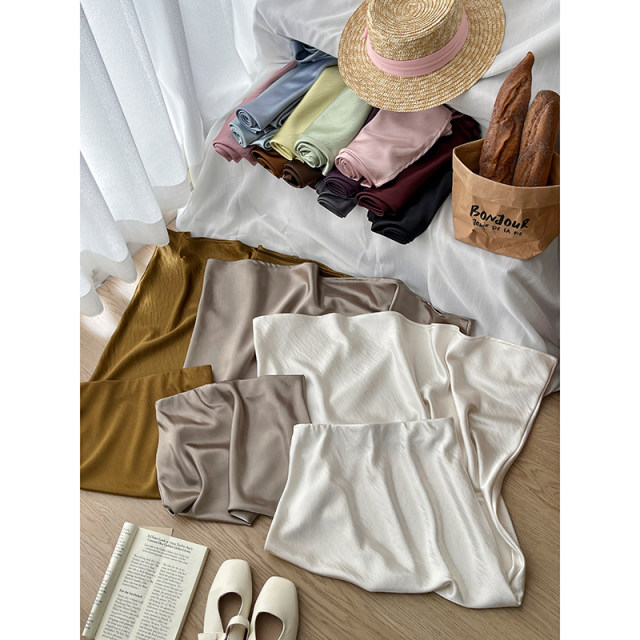 French retro acetate ice-tian silk satin fishtail skirt for women in summer high-end drooping style hip-packing A-line skirt