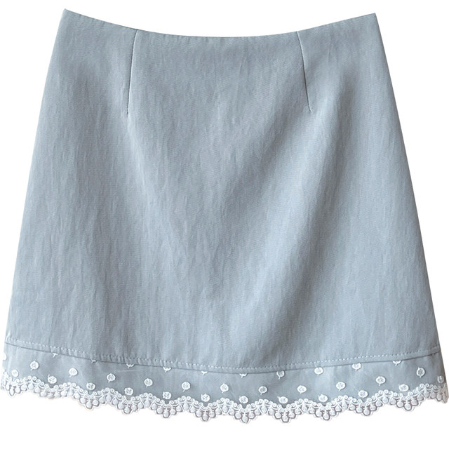 Korean chic lace lace wash cotton short skirt for women summer sweet Japanese and Korean miu hip A-line versatile skirt