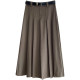 Retro -Oceanic pleated wrinkle Bidding skirt Women's autumn school style covering big leisure A -line long skirt