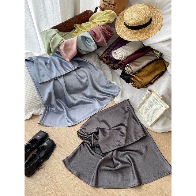 French retro acetate ice-tian silk satin fishtail skirt for women in summer high-end drooping style hip-packing A-line skirt