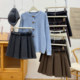 Retro pleated sweater suit woolen skirt for women in autumn and winter thickened hips A-line versatile slim skirt