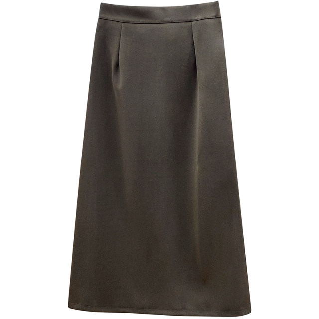Retro style simple slit wool suit skirt for women in autumn and winter mid-length slim and versatile straight skirt