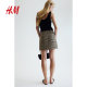 HM women's skirt summer fashionable high waist A-line slim mini plaid skirt 1245508
