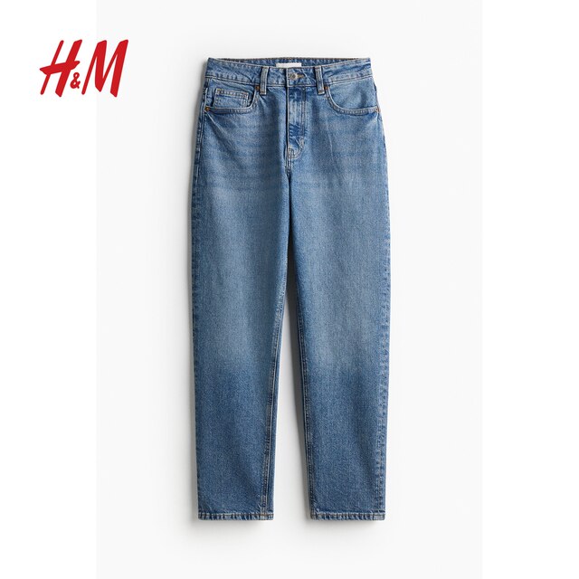 HM women's pants in summer 5 bags high waist slightly elastic casual slim nine-point jeans 0941666
