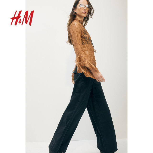 HM women's pants summer loose comfortable casual pants wide-leg pants crepe knitted trousers 1252342