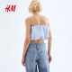 HM women's suspender 2025 summer new fashion sleeveless bubble hem suspender vest top 1280526