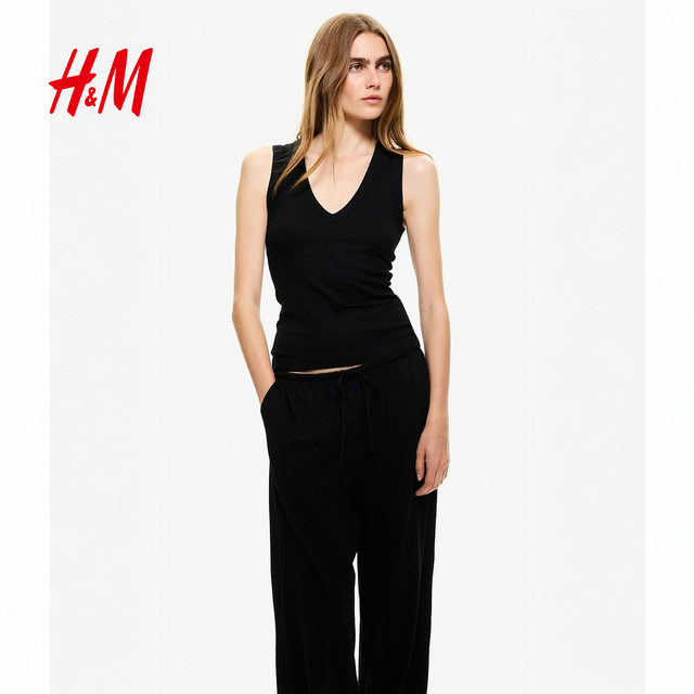 HM women's suspender 2025 summer new fashion trendy and soft inner ribbed vest 1310485