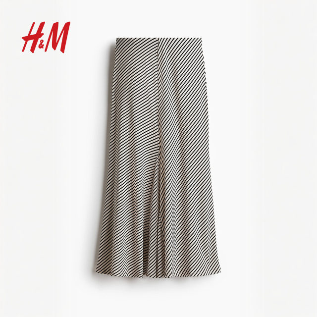 HM2025 summer new women's clothing, fashionable casual and versatile crepe-like A-line skirt 1284906