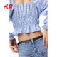 HM Women's Shirt 2025 Summer New Fashion Wrinkle Square Collar Printed Long Sleeve Shirt Top 1274081