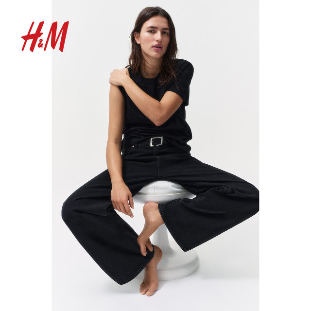 HM women's T-shirt summer simple casual haze color round neck short-sleeved top 0963662