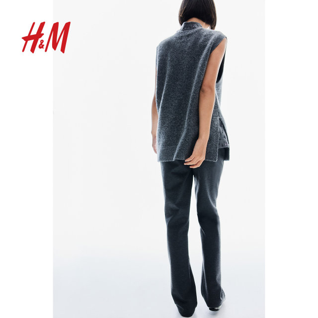 HM women's summer pants fashionable simple commuting elastic band high waist straight trousers 1199739

