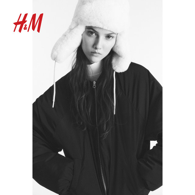 HM women's short jacket summer comfortable and fashionable cotton-pinching bomber jacket 1200163
