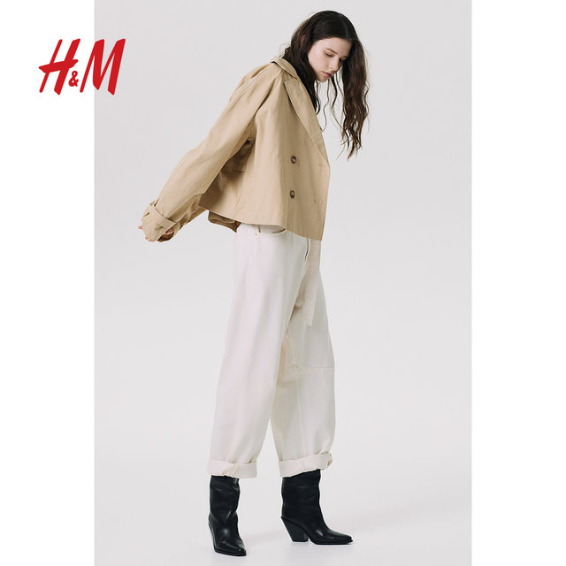 HM 2025 summer new women's short trench coat long sleeves 1259401