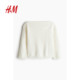 HM women's wool sweater 2025 summer new fashion one-length neck simple long-sleeved boat neck sweater 1264240
