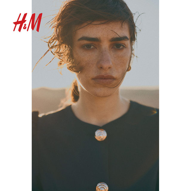 HM Women's Shirt 2025 Summer New Round Neck Short Sleeve Casual Bubble Short Sleeve Button Top 1281155