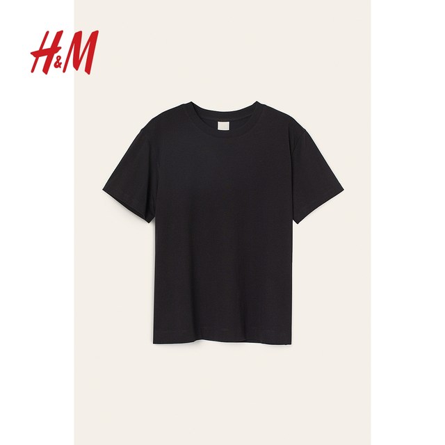 HM women's T-shirt summer simple casual haze color round neck short-sleeved top 0963662