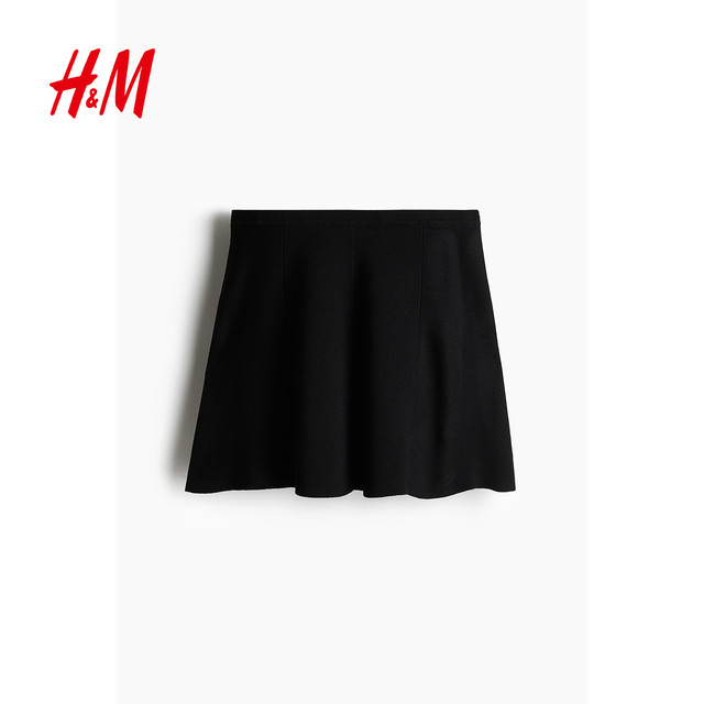 HM women's skirt 2025 summer new trumpet elegant A-line skirt high-waisted slim knitted short skirt 1271648
